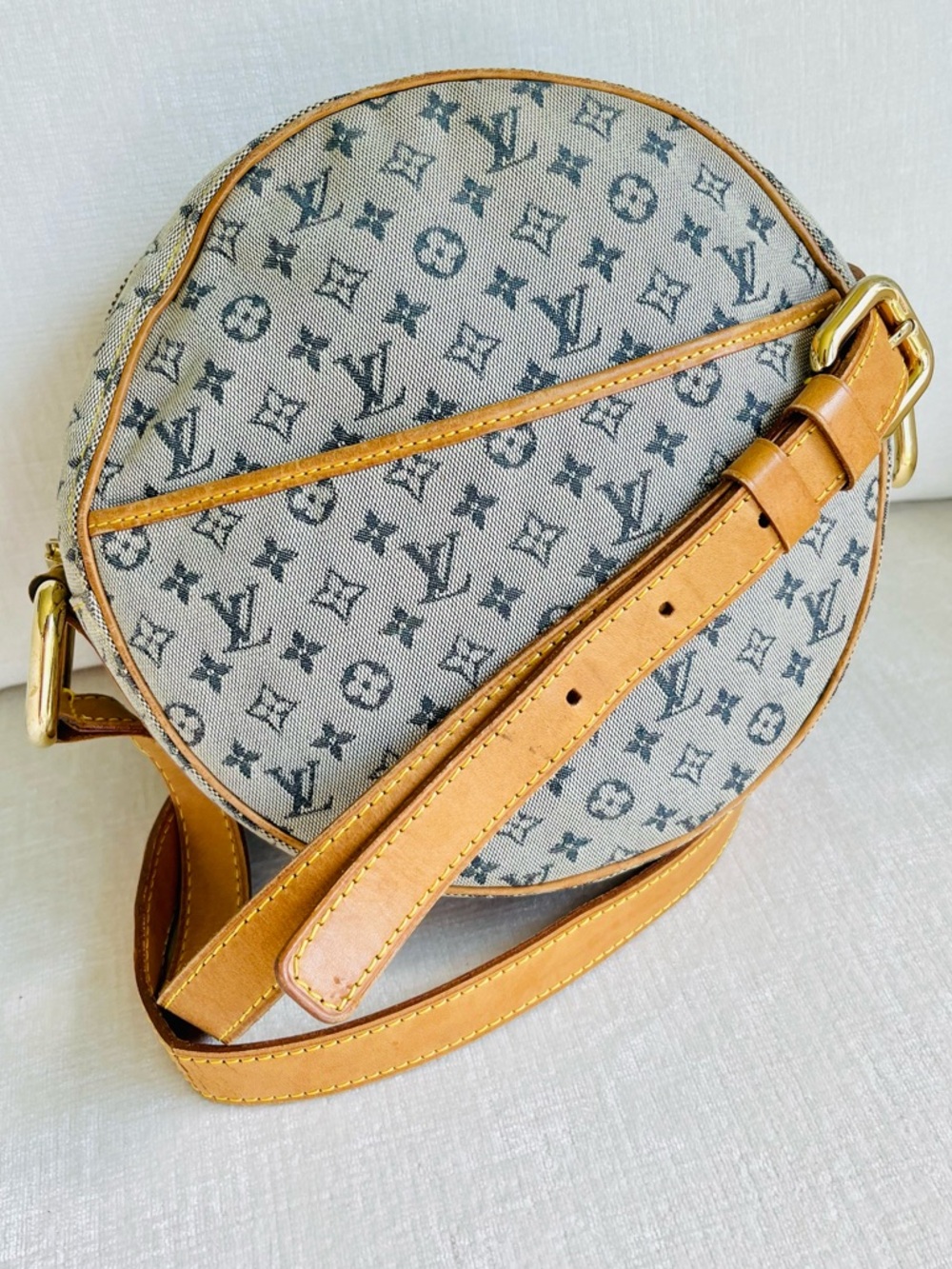 Louis Vuitton Jeane GM Mini Canvas Monogram Round Pochette Bag Blue Crossbody - Picture 2 of 8